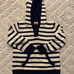 Kids Navy and Cream Striped Hooded Sweater